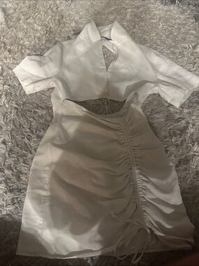 Zara White Ruched Cutout Mini Dress - Women
